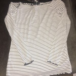 Off the Shoulder Ribbed Long Sleeve Tee